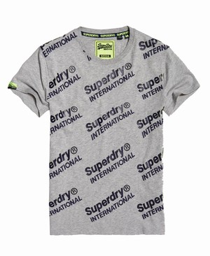 Superdry International All Over Print Férfi Pólók Szürke | LQKXZ6251